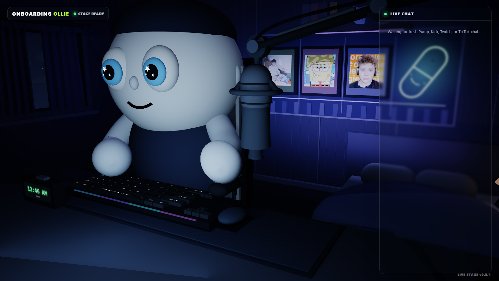 Ollie streaming from his desk